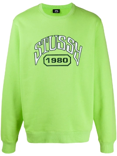 Stussy Embroidered Logo Oversized Sweatshirt In Green
