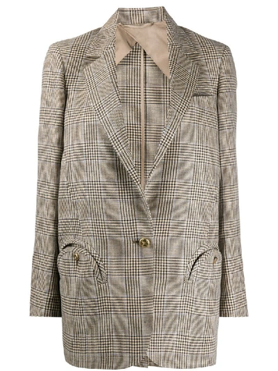 Blazé Milano Merit Weekend Oversized Prince Of Wales Checked Linen And Wool-blend Blazer In Grey