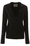 Jil Sander Pullover Mit V-kragen In Black