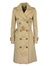 BURBERRY ISLINGTON LEATHER D-RING DETAIL COTTON GABARDINE TRENCH COAT,8014155 A1366