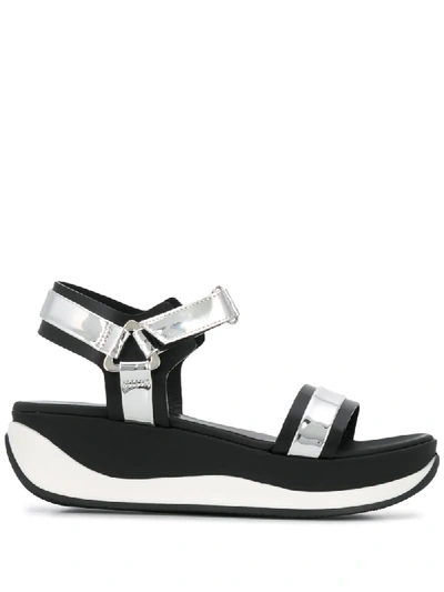 Pollini Two-tone Platform Sole Sandals In Black