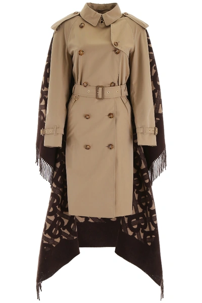 Burberry Trench Coat With Monogram Cape In Beige,brown ModeSens