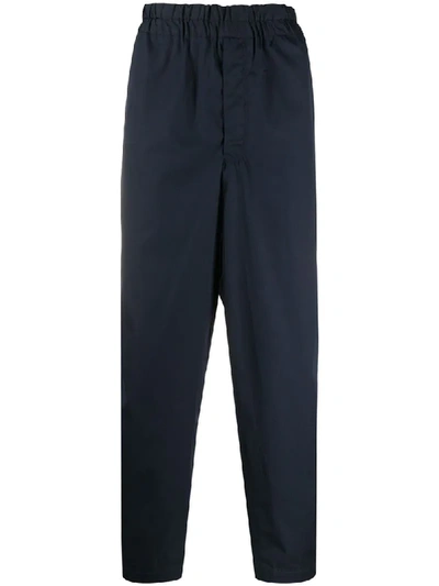 Comme Des Garçons Shirt Elastic-waistband Tapered Trousers In Blue