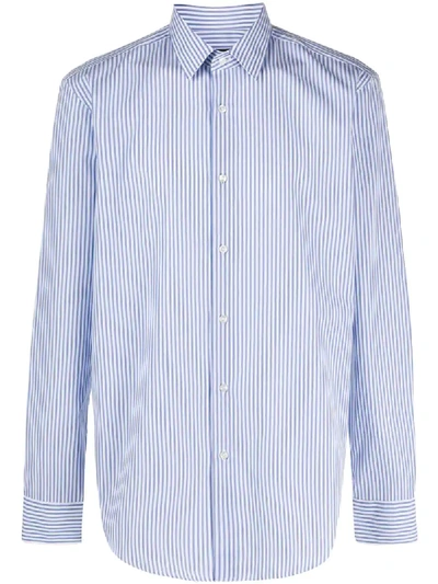 Hugo Boss Long Sleeved Cotton Shirt In Blue
