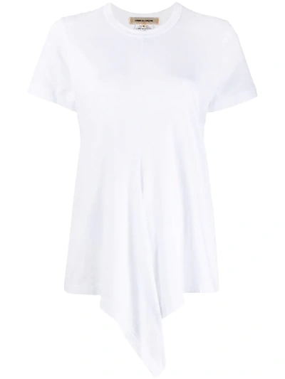 Comme Des Garçons Draped-front T-shirt In White