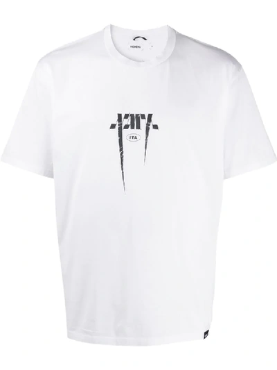 Nemen Crew Neck Calligraphy Print T-shirt In White