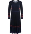 KENZO CREW NECK BLUE AND BLACK RIBBED DRESS WITH LUREX INSERTS,11195181