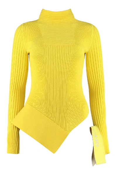 Off-white Long-sleeve Turtleneck In Yellow