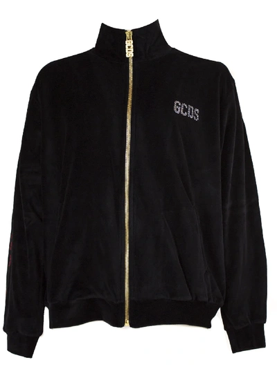 Gcds Black Cotton Blend Sweatshirt In Nero
