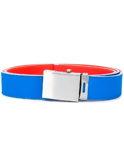 Comme Des Garçons Super Fluo Reversible Belt In Blue And Orange