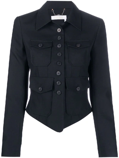 Chloé Military Fitted Jacket In Blue