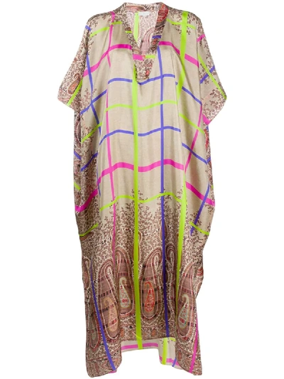Pierre-louis Mascia Silk Oversized Kaftan Dress In Neutrals