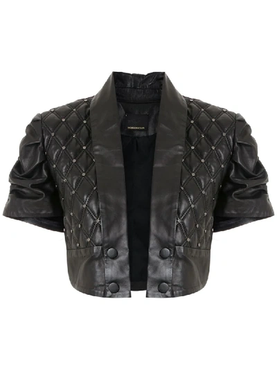 Andrea Bogosian Cropped Quilted Leather Jacket In Black