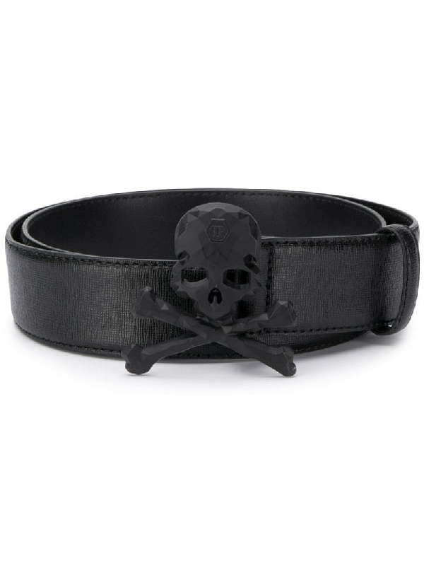 Philipp Plein Skull Buckle Belt In Black | ModeSens