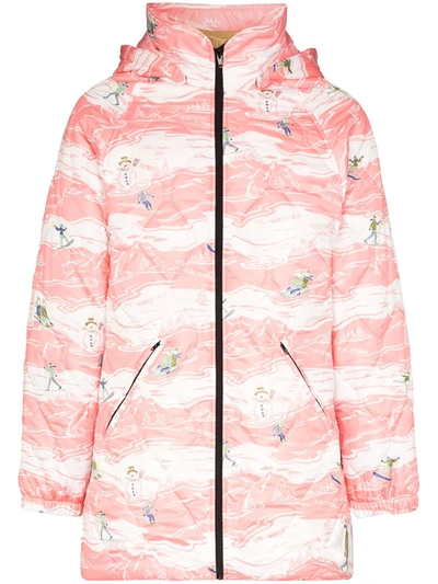 Martine Rose Ski Print Quilted Track Jacket In Pink Ski