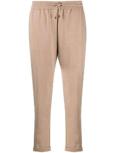 Brunello Cucinelli Drawstring-waist Cropped Trousers In Brown
