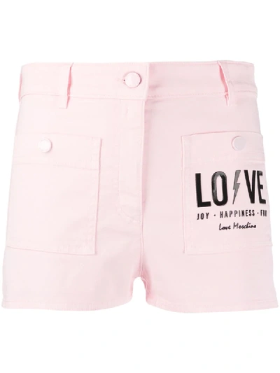 Love Moschino Logo Print Shorts In Pink