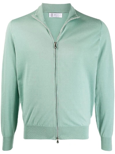 Brunello Cucinelli Zipped Sweatshirt In Green