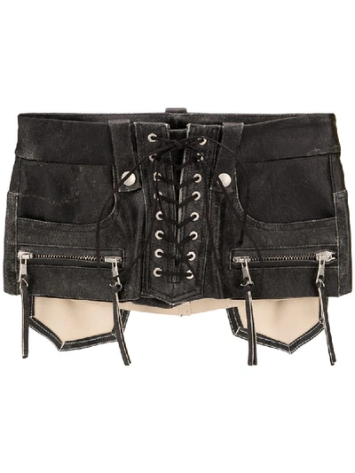 Ben Taverniti Unravel Project Lace-up Waist Belt In Black