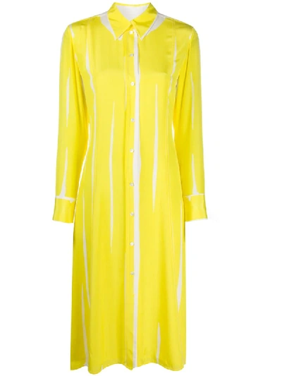 Paul Smith Long-sleeved Striped Shirt Dress In Yellow