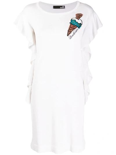 Love Moschino Embroidered Ice Cream Dress In White