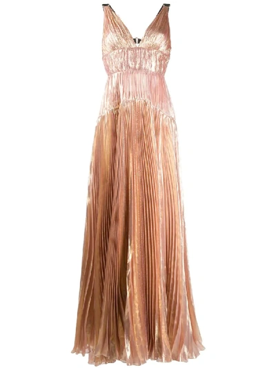 Maria Lucia Hohan Ayana Pleated Tiered Dress In Gold