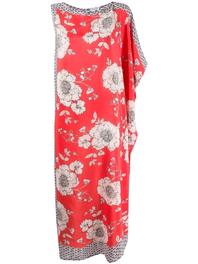 P.a.r.o.s.h Draped Floral-print Dress In Red