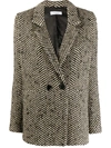 Anine Bing Diana Double-breasted Fishbone Blazer In Neutrals