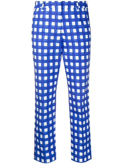Weekend Max Mara Checked Tailored Trousers In Blue