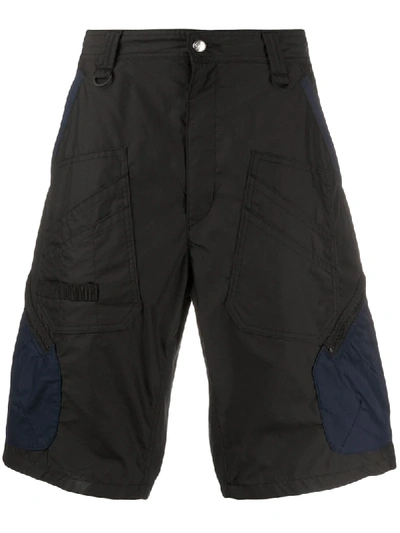 White Mountaineering Two-tone Cargo Shorts In Black