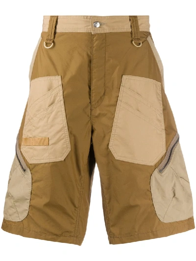 White Mountaineering Two-tone Cargo Shorts In Neutrals