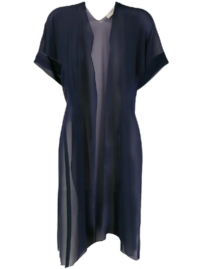 D-exterior Lightweight Sheer Layering Top In Blue