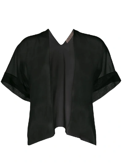 D-exterior Layered Sheer Blouse In Black