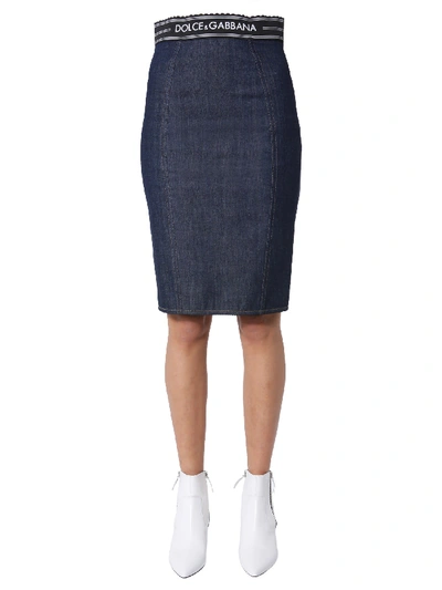 Dolce & Gabbana Midi Skirt In Blu