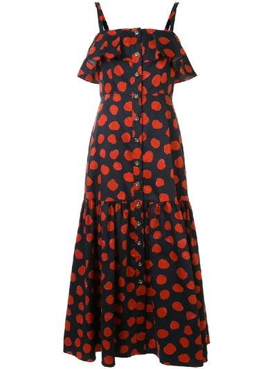 Borgo De Nor Florence Ruffled Polka-dot Cotton Midi Dress In Ram Pam Pam