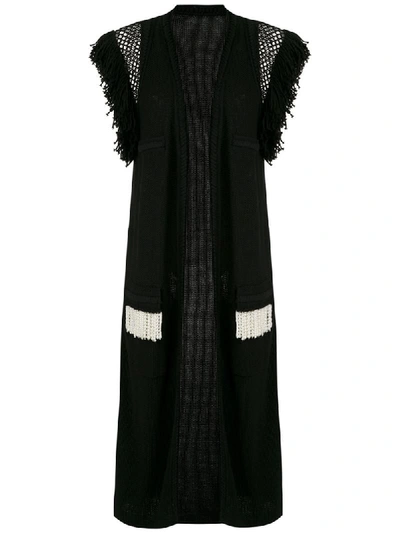 Andrea Bogosian Rosalia Knitted Long Waistcoat In Black