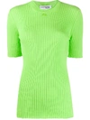 COURRÈGES RIBBED SHORT-SLEEVED KNITTED TOP