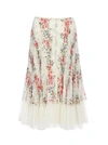 RED VALENTINO PLEATED WITH POINT DESPRIT SKIRT,11251897