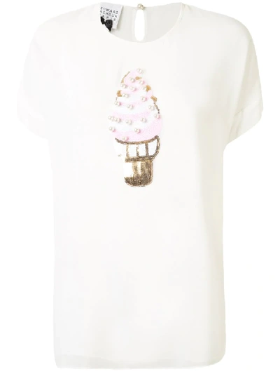 Edward Achour Paris Ice Cream Embellished T-shirt In White
