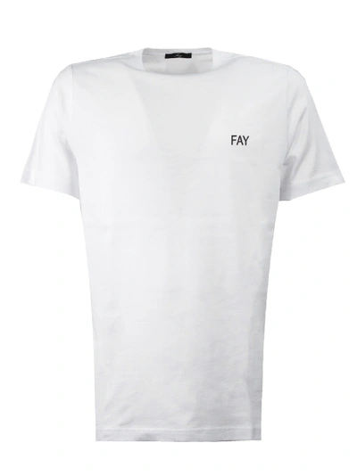 Fay Rubberised Logo Lettering Jersey T-shirt In White