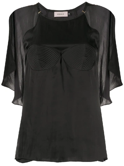 Murmur Cape Detail Top In Black