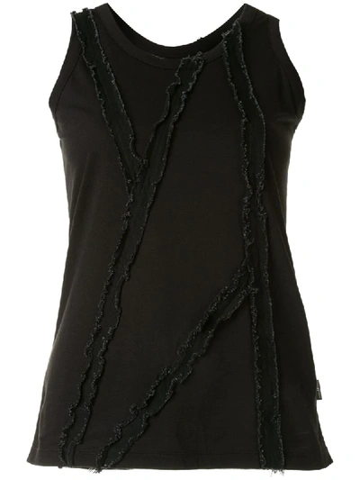 Yohji Yamamoto Frayed Panels Tank Top In Black