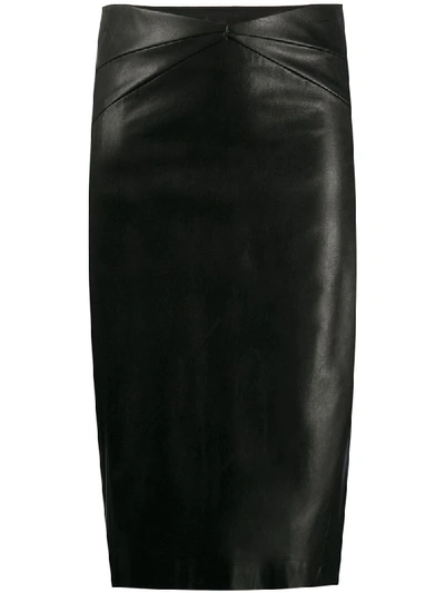 Nude Faux-leather Pencil Skirt In Black