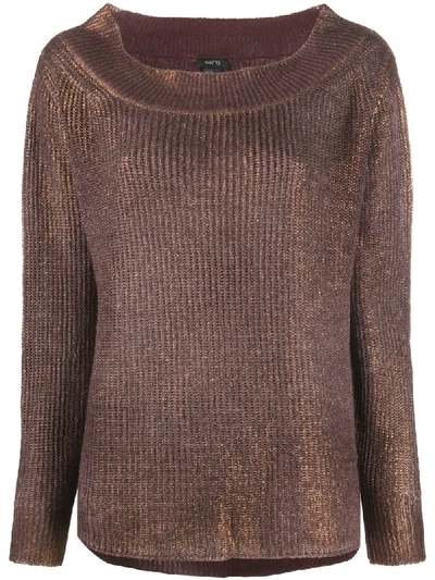 Avant Toi Metallic Boat Neck Jumper In Brown