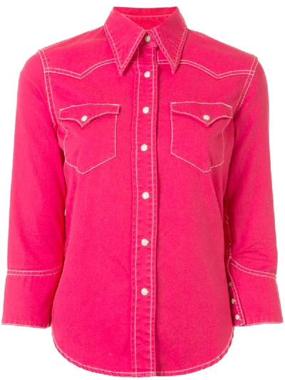 Denimist Three-quarter Sleeves Denim Shirt In Pink