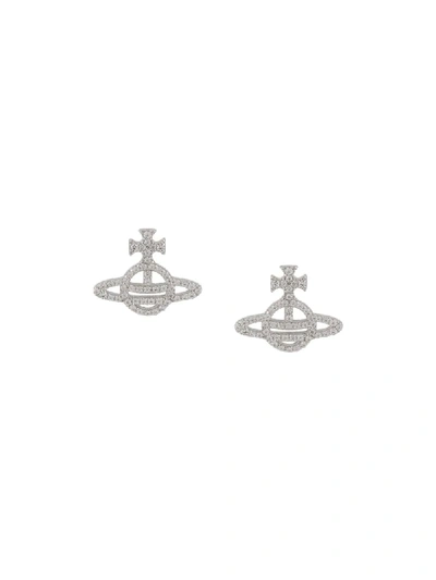 Vivienne Westwood Embellished Logo Charm Earrings In Silver