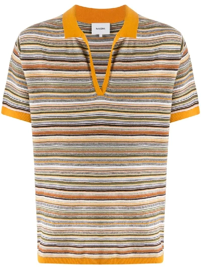 Nanushka Striped Cotton Polo Shirt In Orange