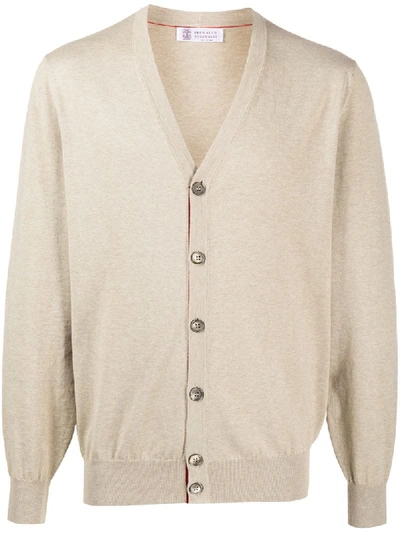 Brunello Cucinelli Long-sleeve Fitted Cardigan In Neutrals