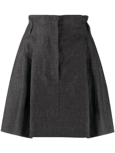 Brunello Cucinelli Linen A-line Shape Skirt In Grey