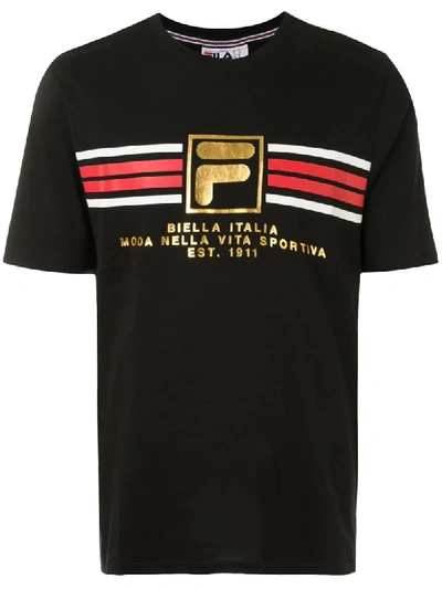 Fila Logo Print T-shirt In Black